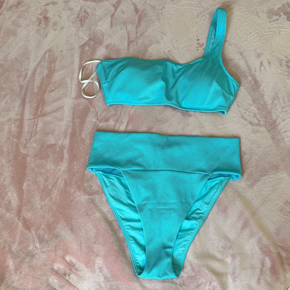 Aerie Aqua One-Shoulder Bikini Set
